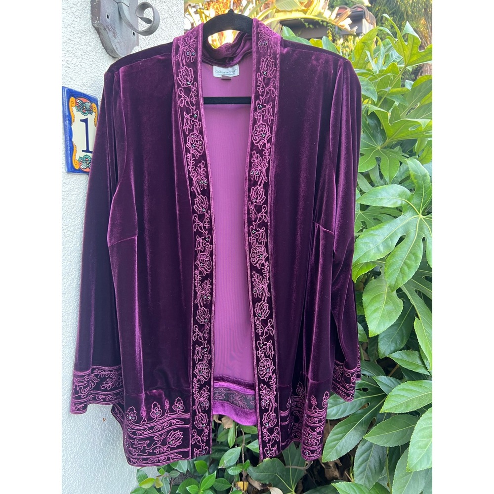 Velvet Embroidered DInner Jacket Cape Rennisance Purple Noir  Romantic 18
